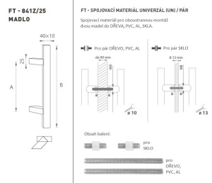 DVEŘNÍ MADLO MP kód K41Z 40x10 mm UN - pár (BN - Broušená nerez)