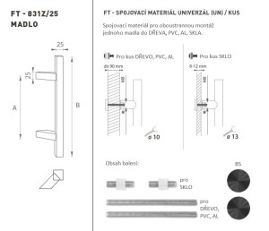 DVEŘNÍ MADLO MP kód K31Z 25x25 mm UN - ks( BS - Černá matná)