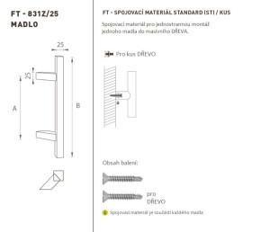 DVEŘNÍ MADLO MP kód K31Z 25x25 mm ST - ks (BN - Broušená nerez)