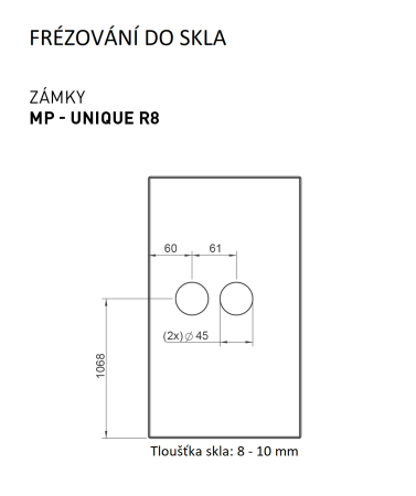 ZÁMEK na sklo s klikou  MP FAVORIT UNIQUE R8 -  - WC (BN - Broušená nerez)