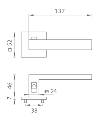 Dveřní kování MP TI - SQUARE - HR 4275Q 7S s uzamykáním, 38-45 mm (WS - Bílá matná)