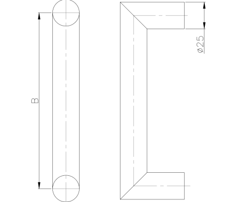 Madlo TWIN BJ 118002, ∅ 25 mm - kus (nerez)