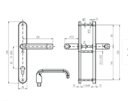 Bezpečnostní kování ROSTEX BK 807 GRANDE - PANIK (NEREZ-MAT)