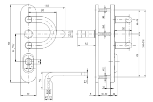 VÝPRODEJ Bezpečnostní kování ROSTEX BK RX 1-50 FORTE 3. tř. (NEREZ MAT) s posuvným čepem - rozteč 90mm