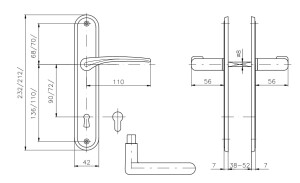 VÝPRODEJ Dveřní kování ROSTEX IDEAL (CHROM LESKLÝ - NEREZ) - rozteč 72 mm, PZ