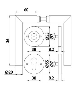 VÝPRODEJ Dveřní kování TWIN VISION H 1802 (CM) - BB