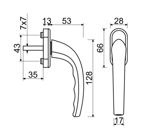 Okenní klika Richter RHW.007 (F7016)