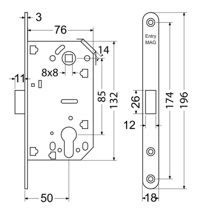 Magnetický zámek pro dřevěné interiérové dveře RICHTER EN.M01.PZ.85.50.18.CHM.PL