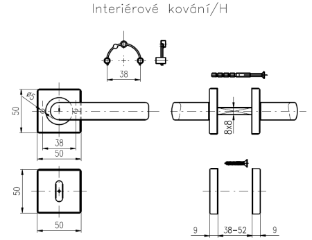 VÝPRODEJ  Dveřní kování ROSTEX VIGO/H (NEREZ MAT) - BB