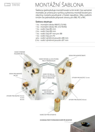 PROFI MONTÁŽNÍ ŠABLONA TWIN 72/78/90 KOMPLETNÍ V KUFŘÍKU S DEMONTÁŽNÍM PŘÍPRAVKEM