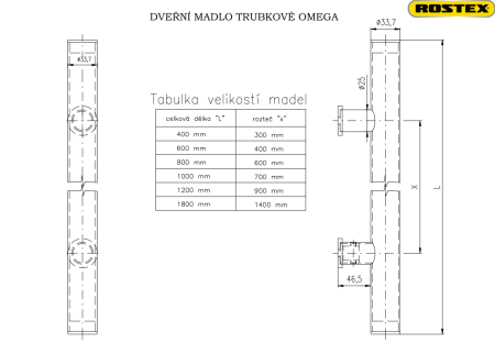 Dveřní madlo ROSTEX OMEGA (černé)